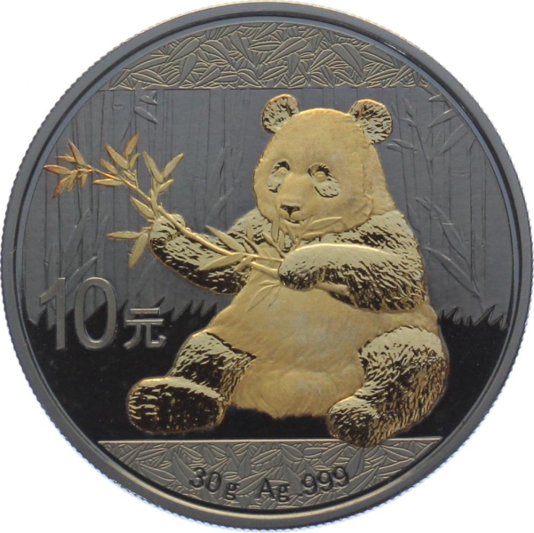 China 10 Yuan 2017 Silber Panda - 30 gr. Feinsilber - Schwarz Ruthenium Veredelung